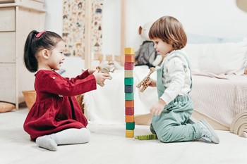 Children playing with blocks